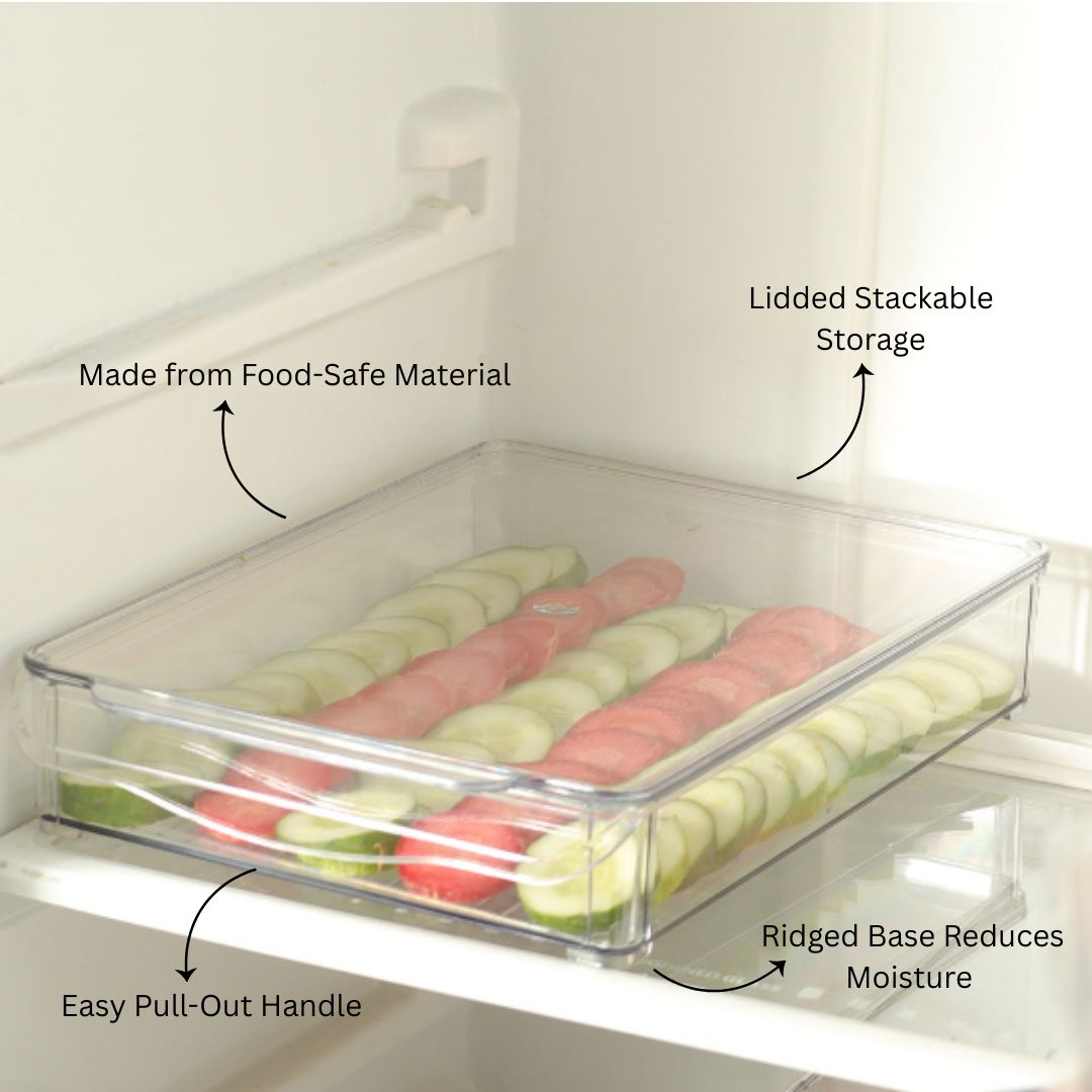 Fresco Fridge Tray with Lid Wide - Clear