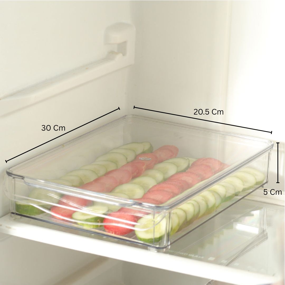 Fresco Fridge Tray with Lid Wide - Clear