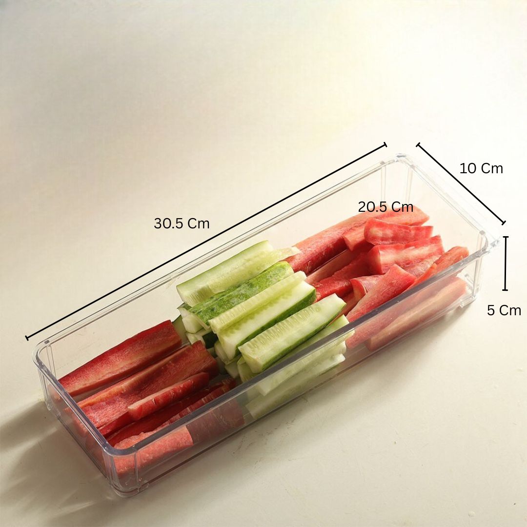 Fresco Fridge Bin with Lid Long - Clear