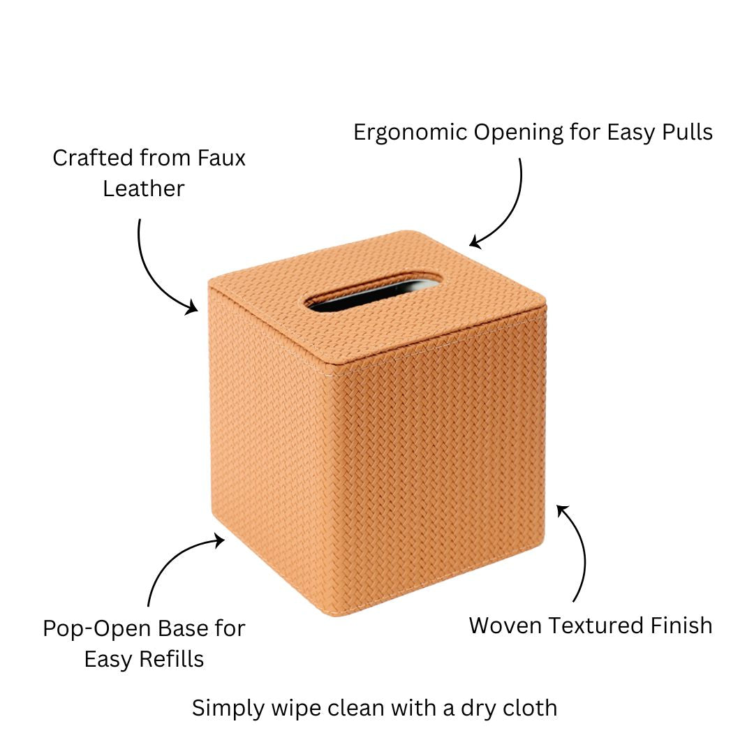 Trey Square Tissue Box Holder - Tan