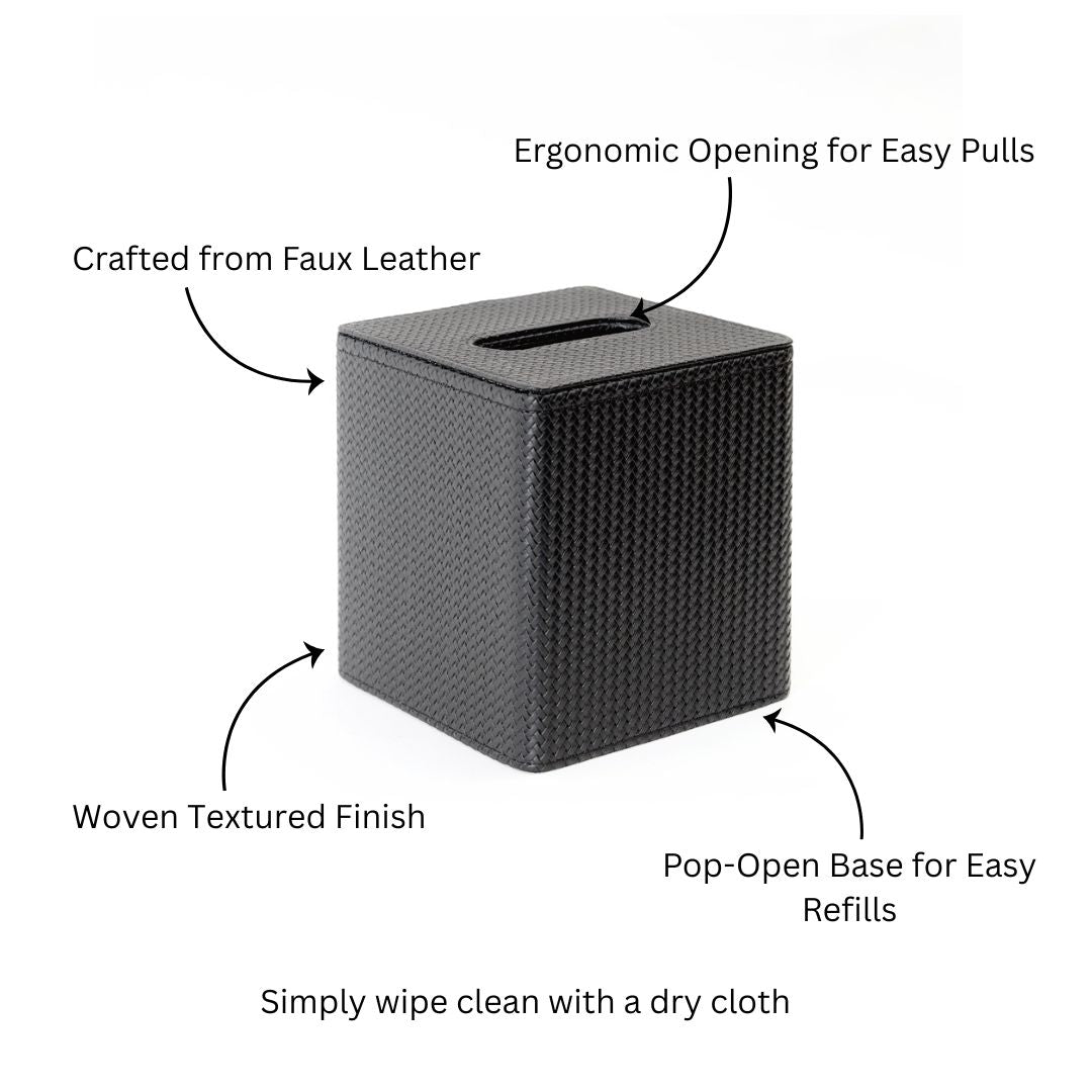 Trey Square Tissue Box Holder - Black