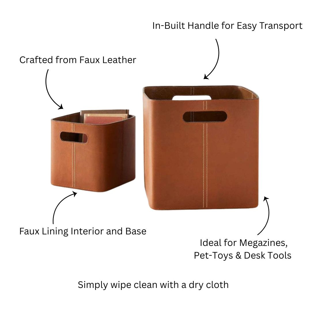Salle Square Storage Bins, Set of 2 - Auburn