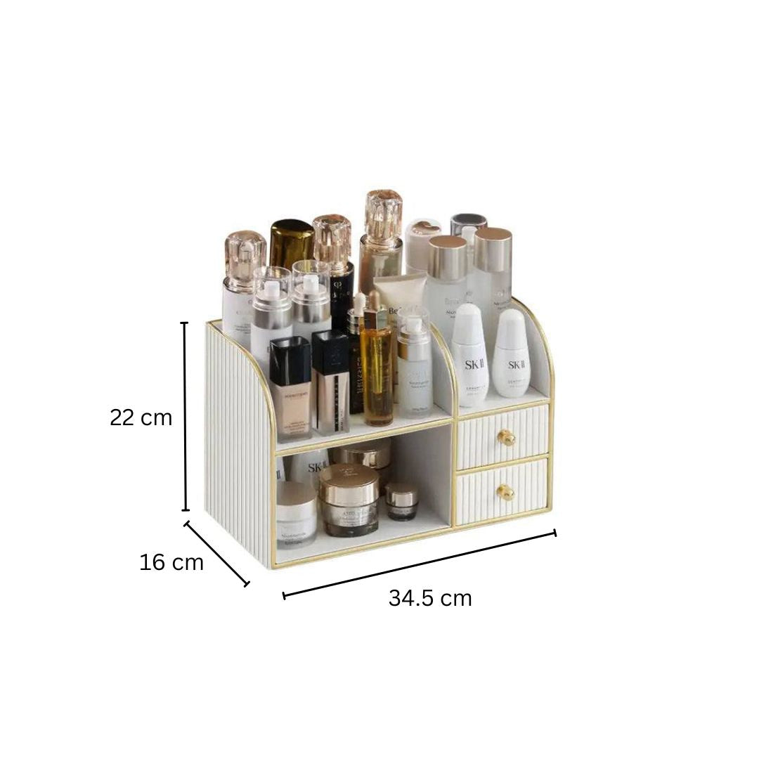 Two-Tier Cosmetics Organiser with Drawers - Ivory