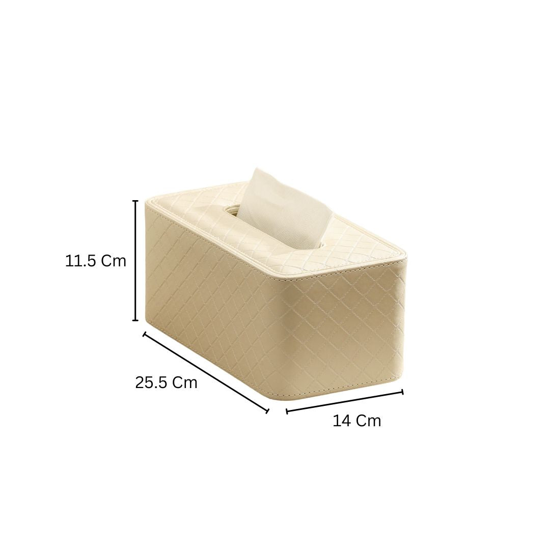 Damas Quilted High Tissue Box Holder - Pearl Ivory