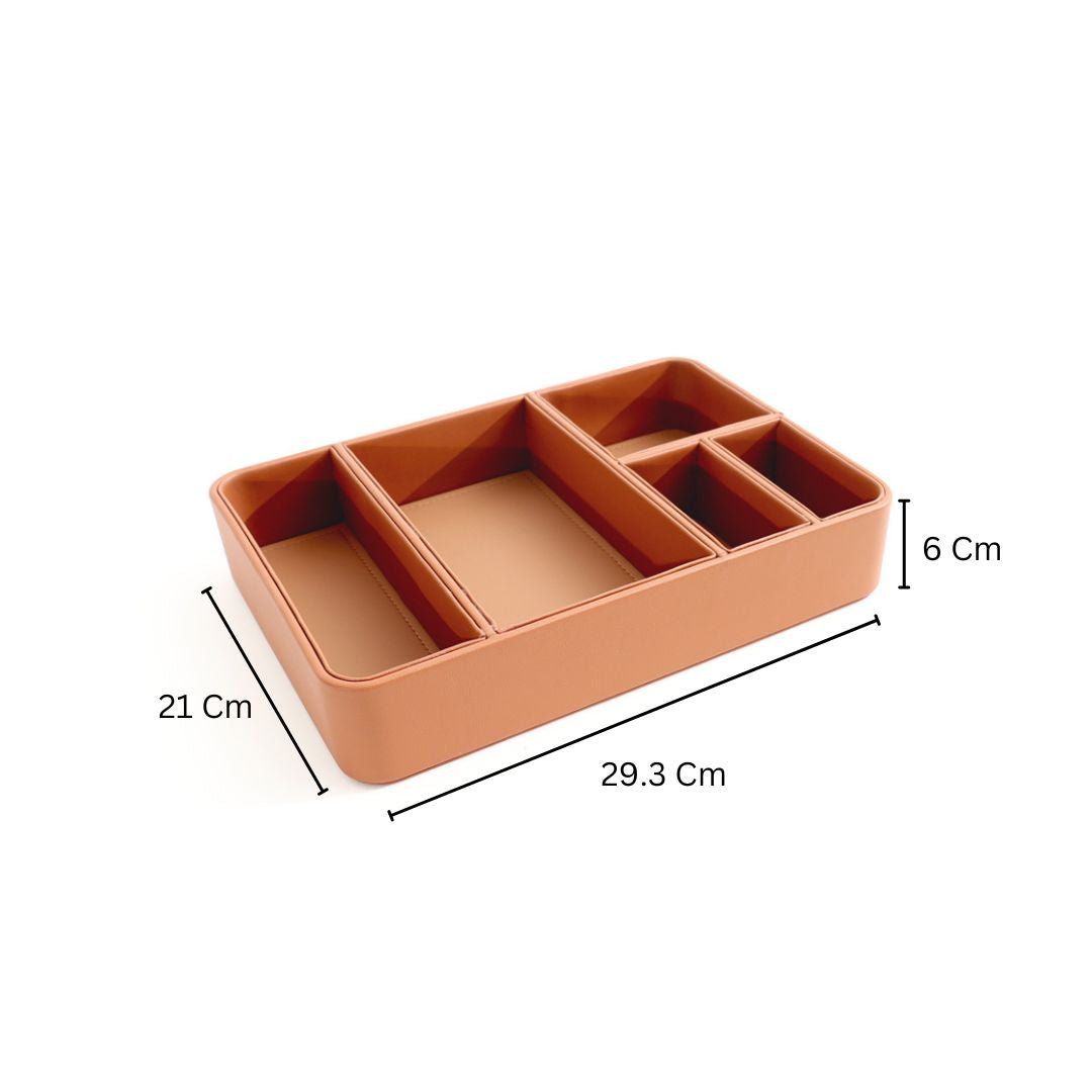 Marqis 5-Compartment Organiser Tray Medium - Tan Brown
