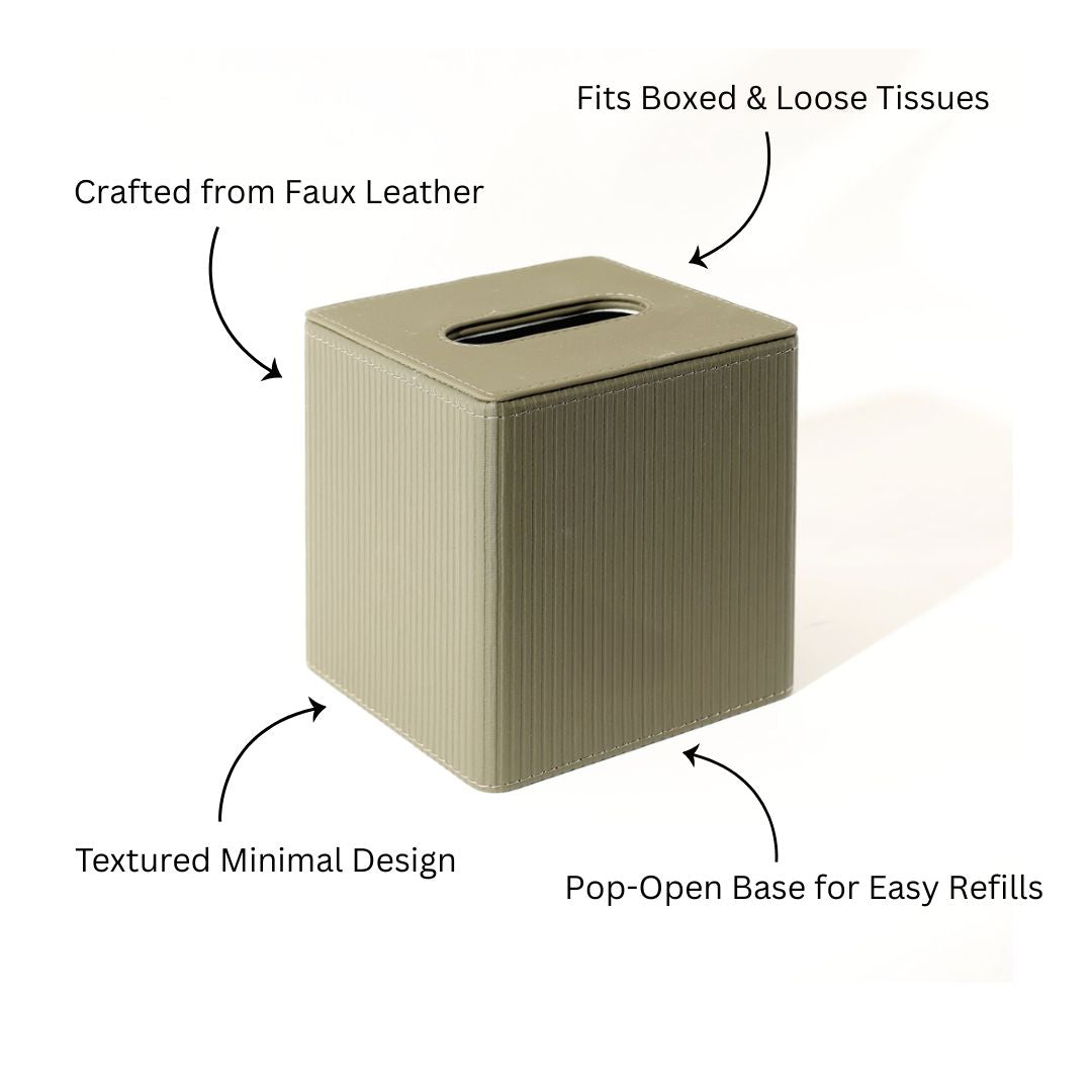 Streak Square Tissue Box Holder - Olive