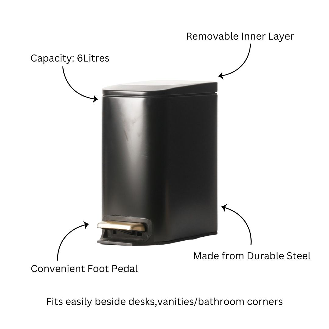 Sierra Pedal Bin 6L - Black