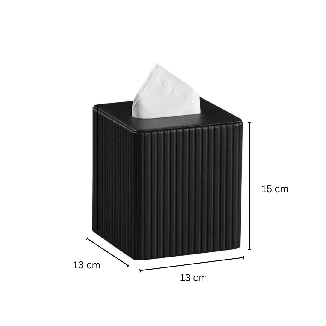 Columns Square Tissue Box Holder - Black