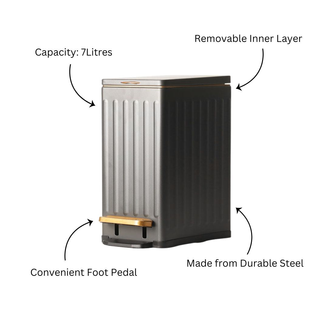 Columns Slim Pedal Bin 7L - Grey