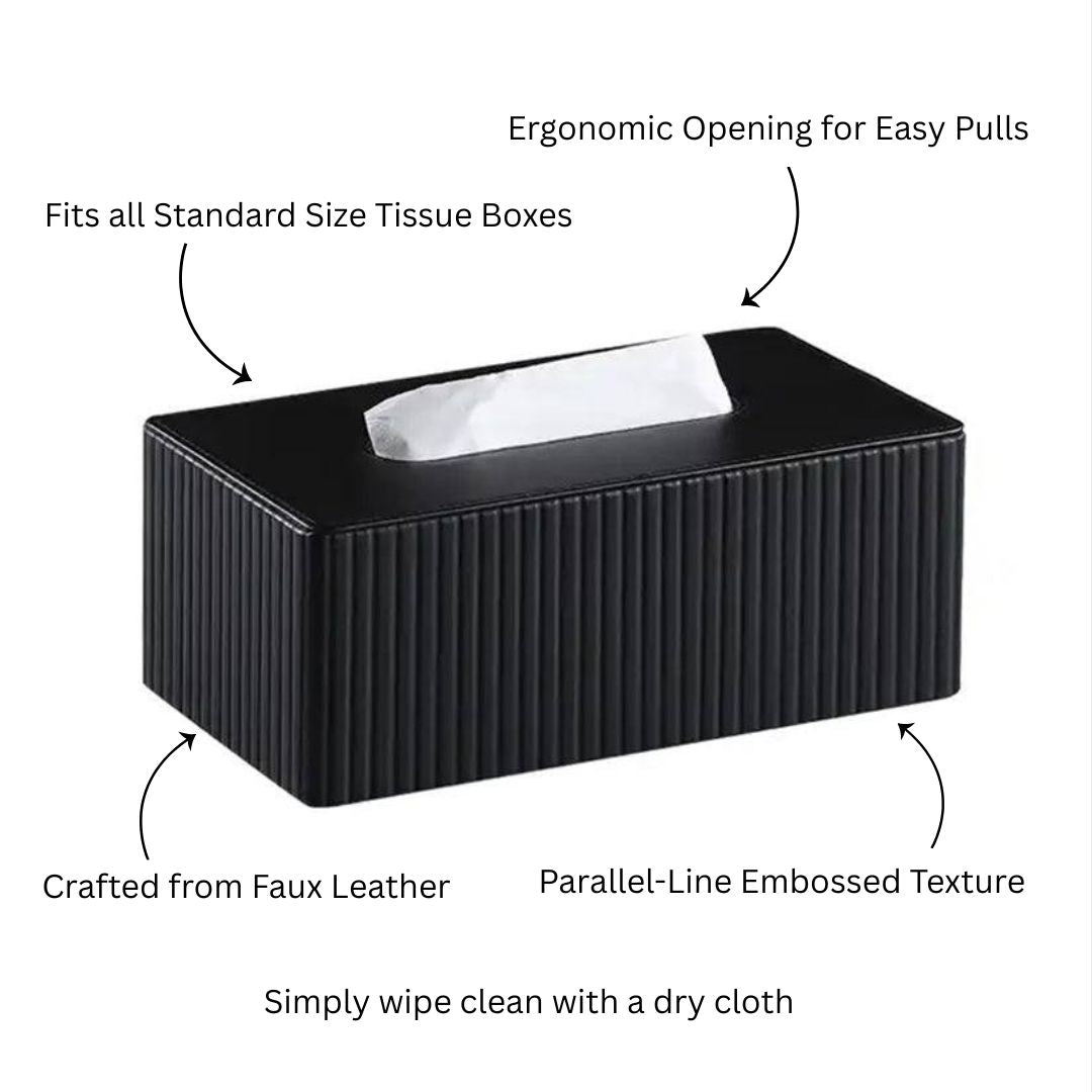 Columns Tissue Box Holder - Black