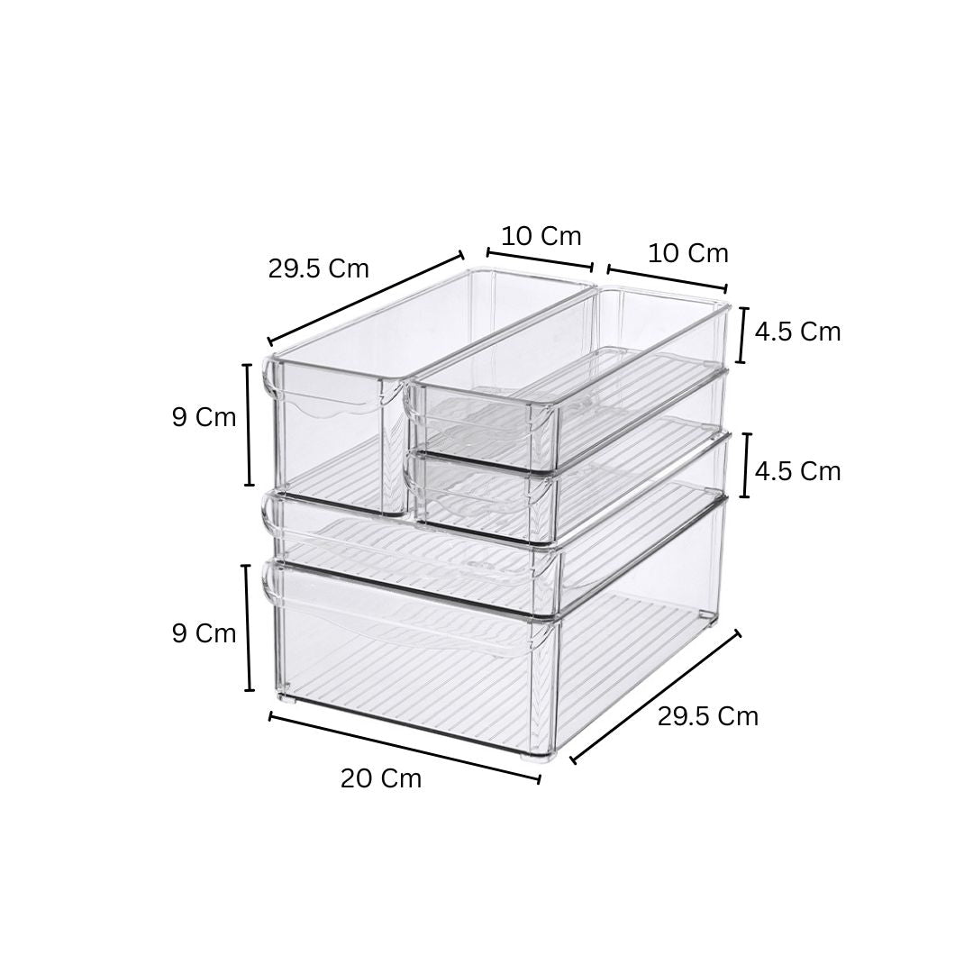 Fresco Stackable Bins, Set of 5 - Clear