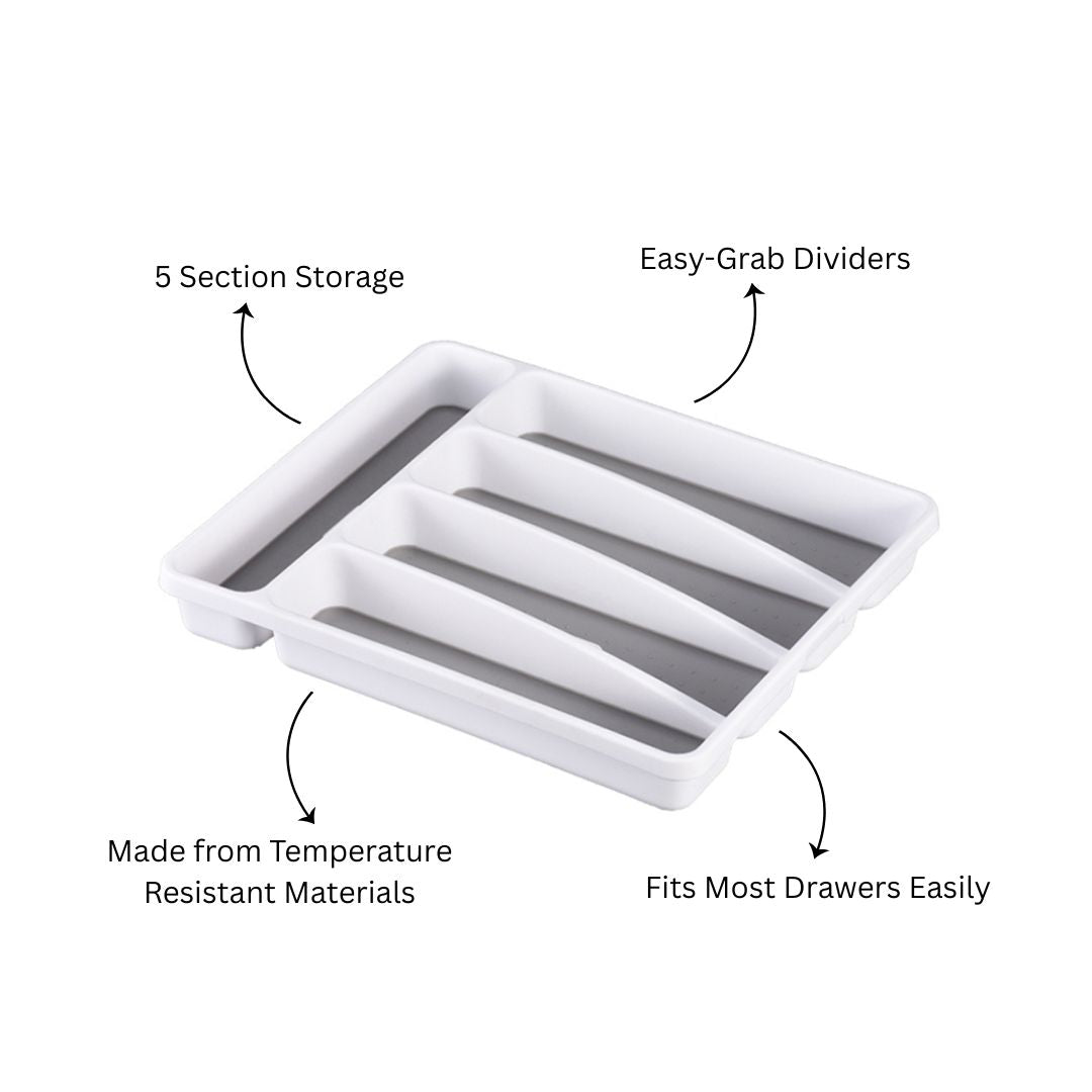 Tidy Cutlery Tray Medium - White Grey