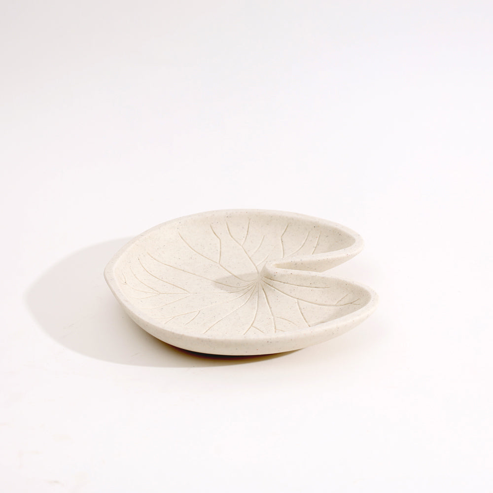 Ginkgo Serving Platter - Speckled Cream