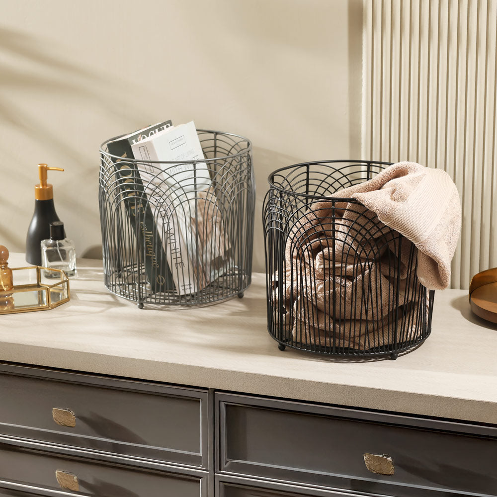 Noah Round Metal Basket Medium - Black