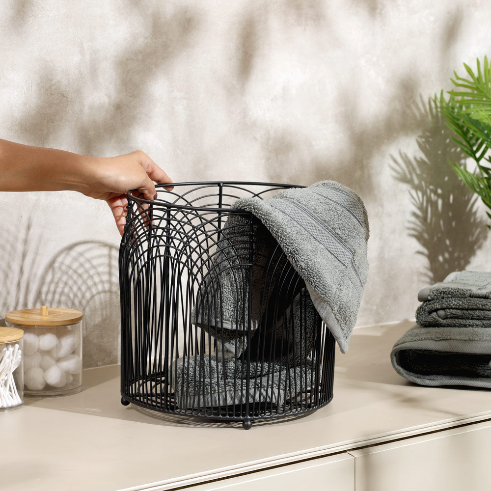 Noah Round Metal Basket Medium - Black