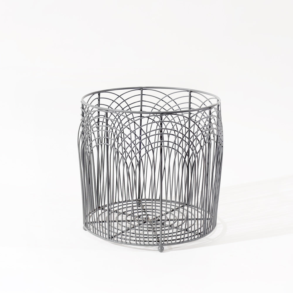 Noah Round Metal Basket Medium - Grey