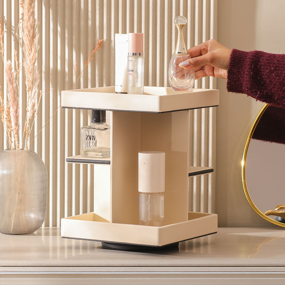 Node Tiered Rotating Cosmetic Organiser - Ivory