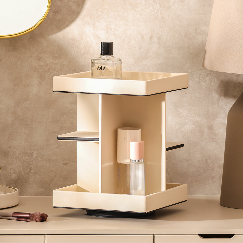 Node Tiered Rotating Cosmetic Organiser - Ivory
