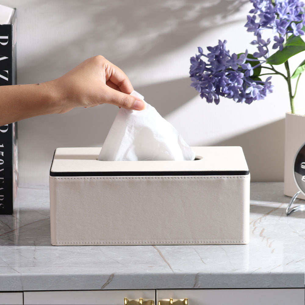 Node Tissue Box Holder - Cream