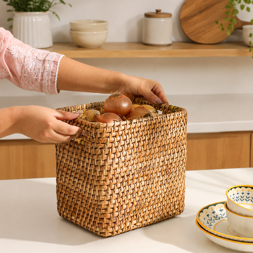 Nora Rattan Storage Basket Medium - Natural