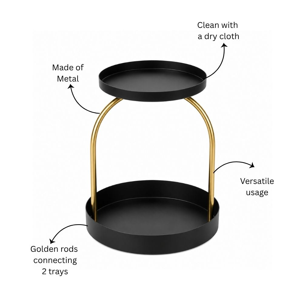 Nora Arched 2-Tier Tray - Black