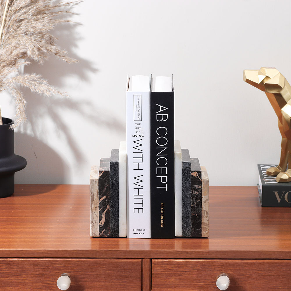 Novella Marble Bookends, Set of 2 - Multicolor