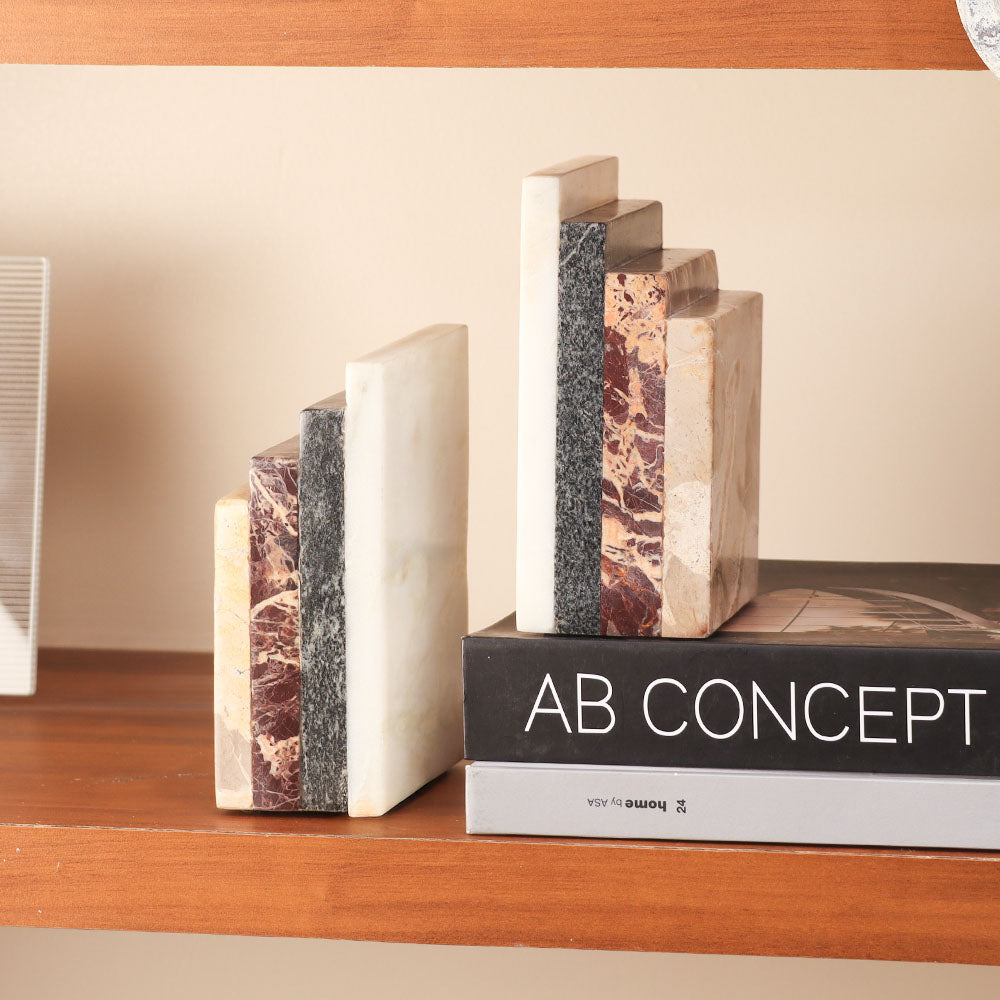 Novella Marble Bookends, Set of 2 - Multicolor