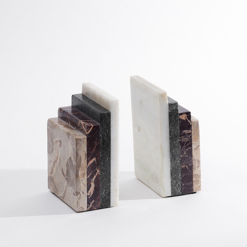 Novella Marble Bookends, Set of 2 - Multicolor
