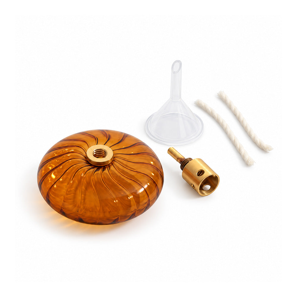 Nura Glass & Brass Oil Lamp - Amber