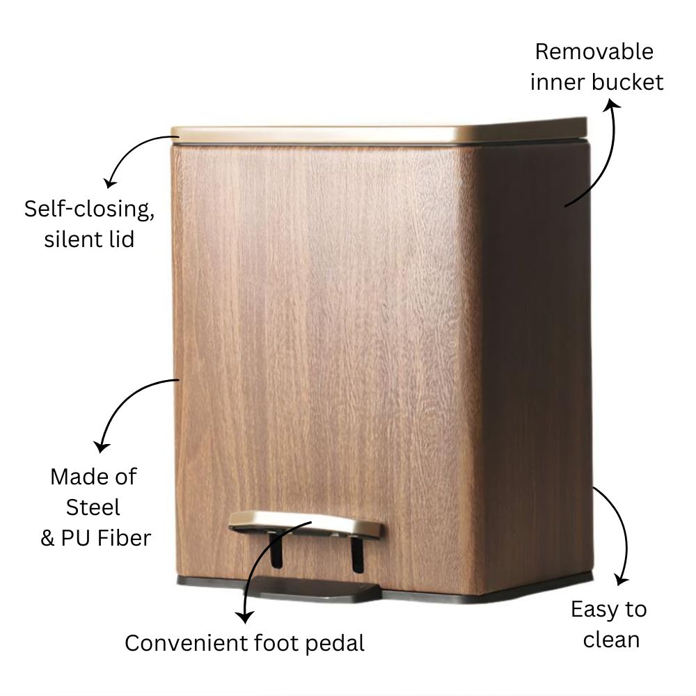 Duos Textured Pedal Bin 9L - Wood