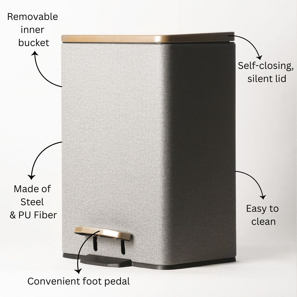 Duos Textured Pedal Bin 12L - Grey