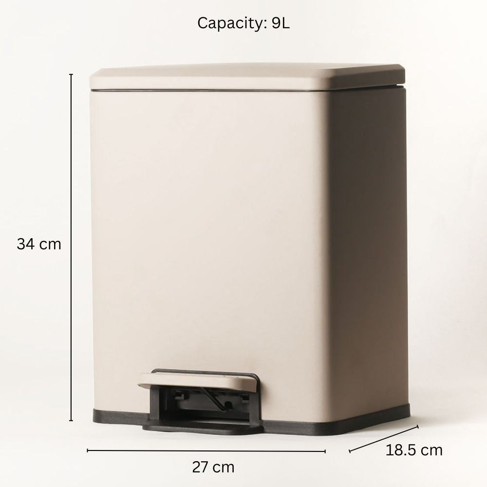 Jasper Rectangular Pedal Bin 9L - Taupe