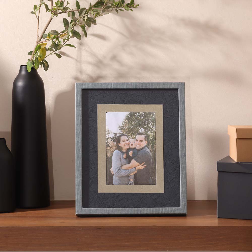 Oasis Glass Photo Frame Medium - Indigo Grey