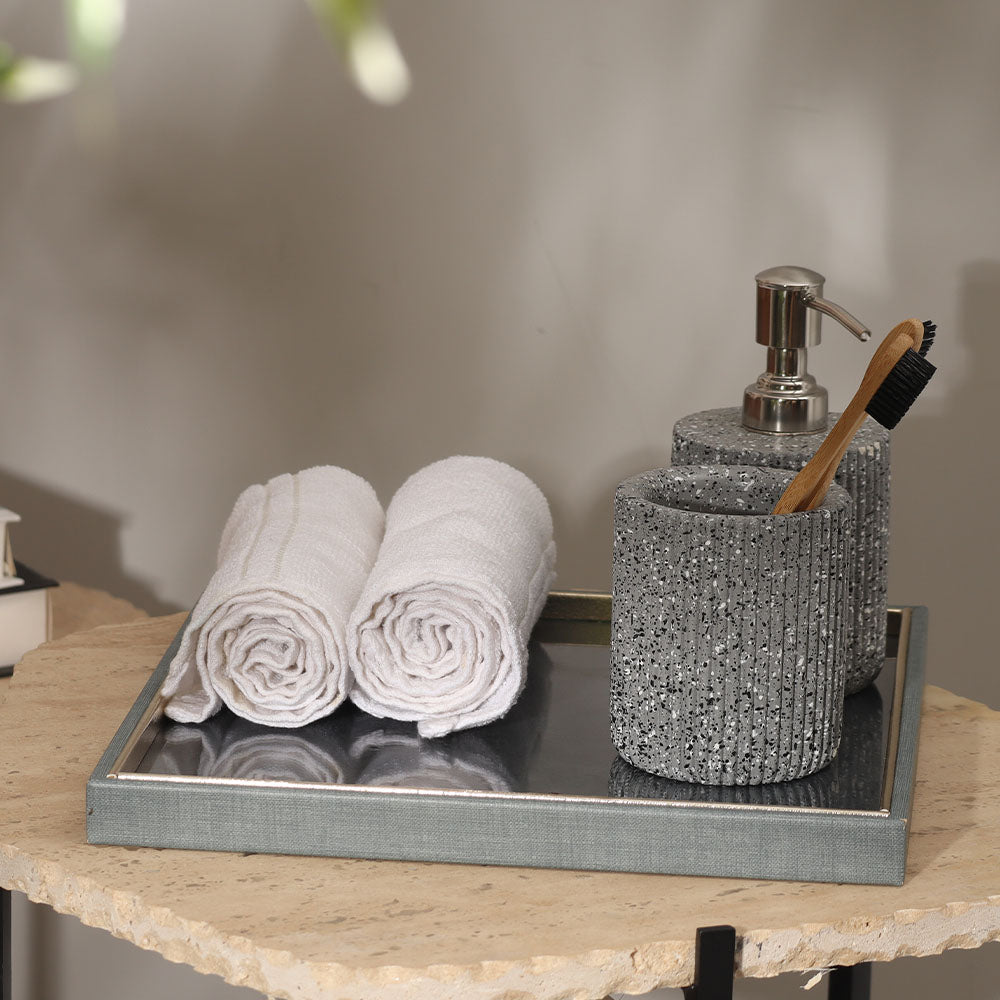 Oasis Glass Square Tray Medium - Indigo Grey