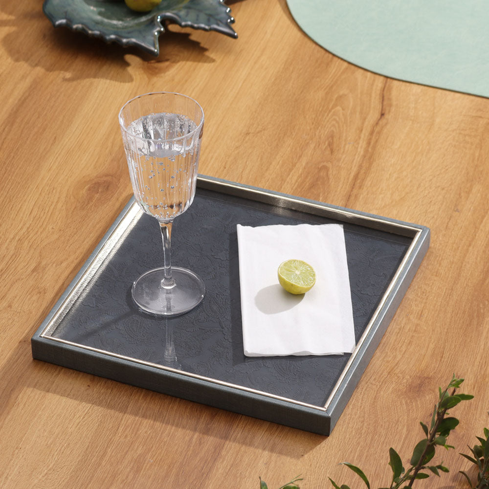 Oasis Glass Square Tray Medium - Indigo Grey