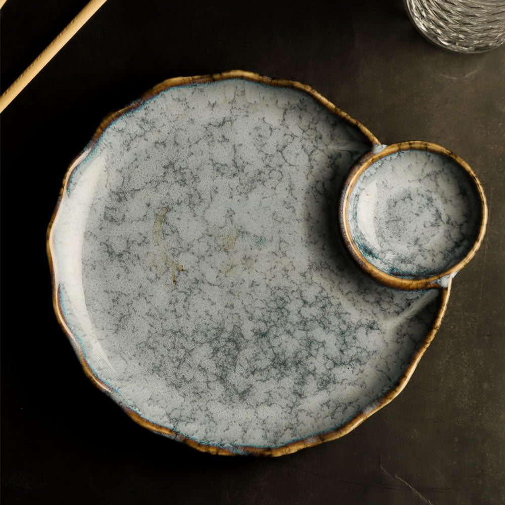 Oasis Round Dimsum Plate - Cool Grey
