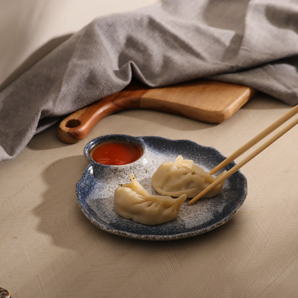 Oasis Round Dimsum Plate Small - Blue Grey