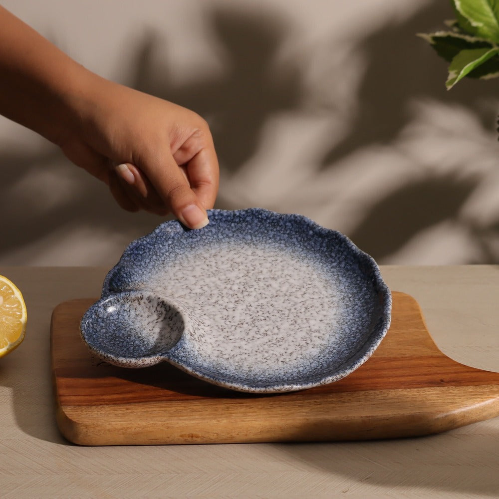 Oasis Round Dimsum Plate Small - Blue Grey