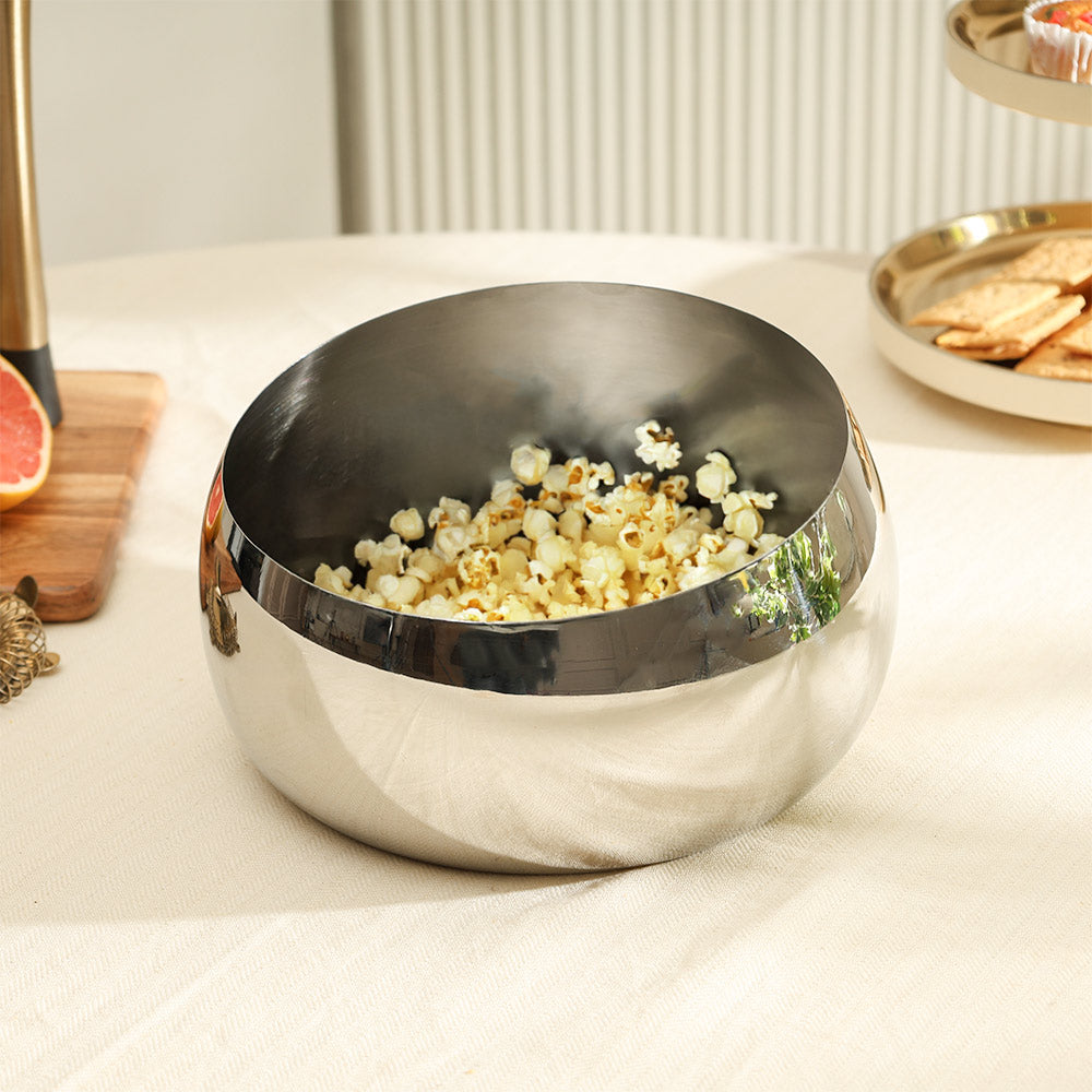 Oblique Mirrored Large Bowl - Silver