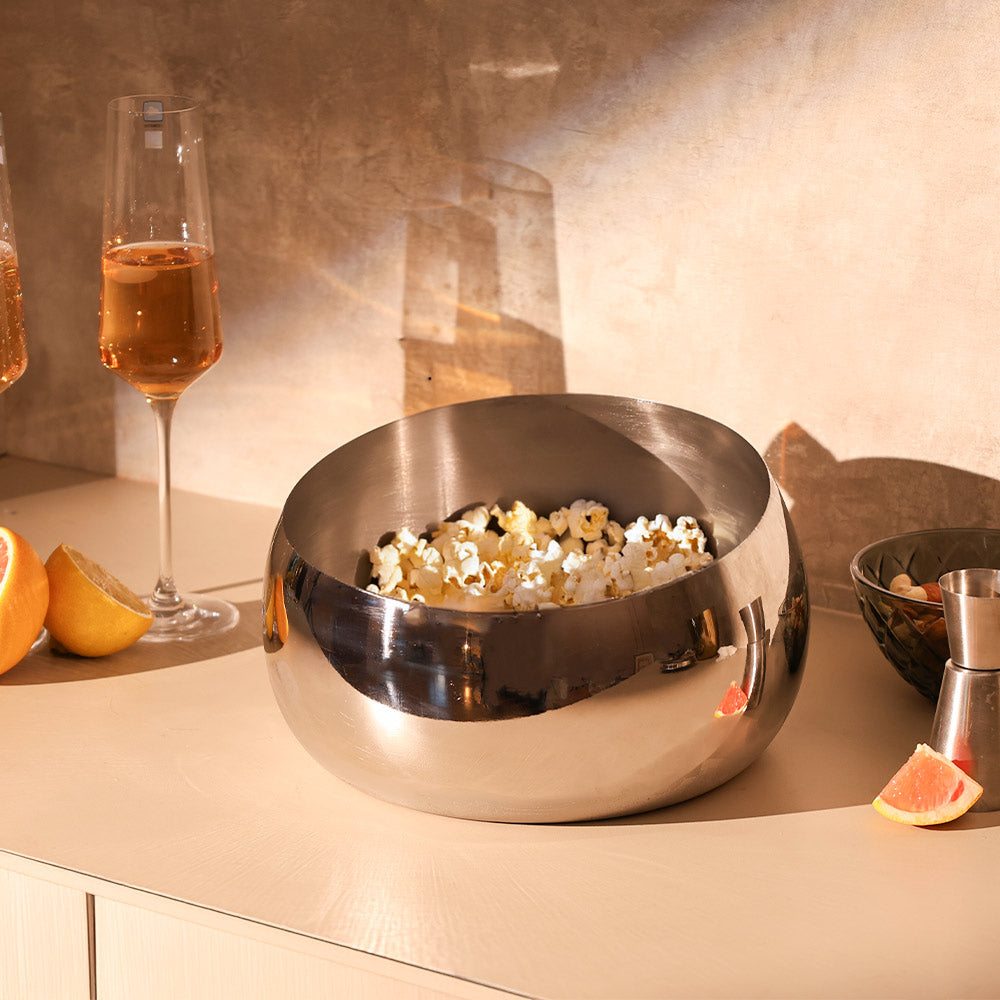 Oblique Mirrored Large Bowl - Silver