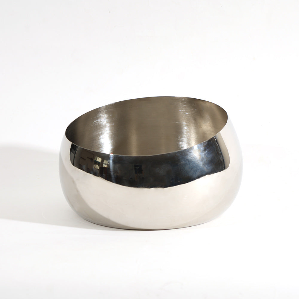 Oblique Mirrored Large Bowl - Silver