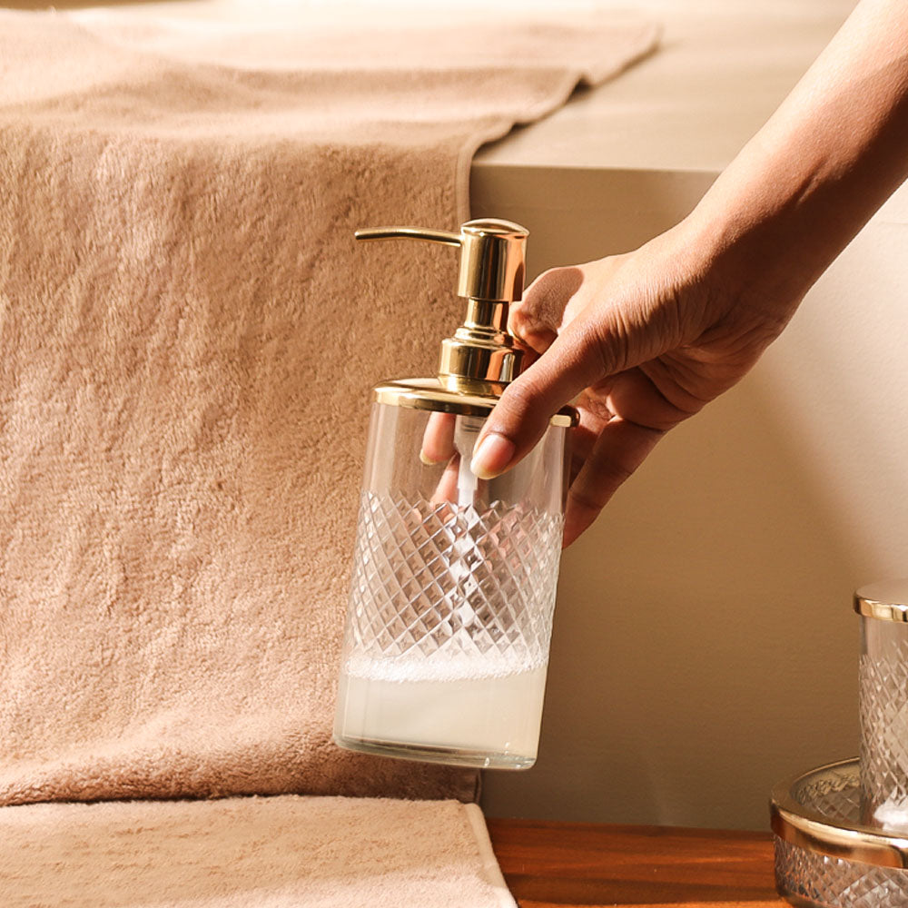 Olena Glass Soap Dispenser - Clear Gold