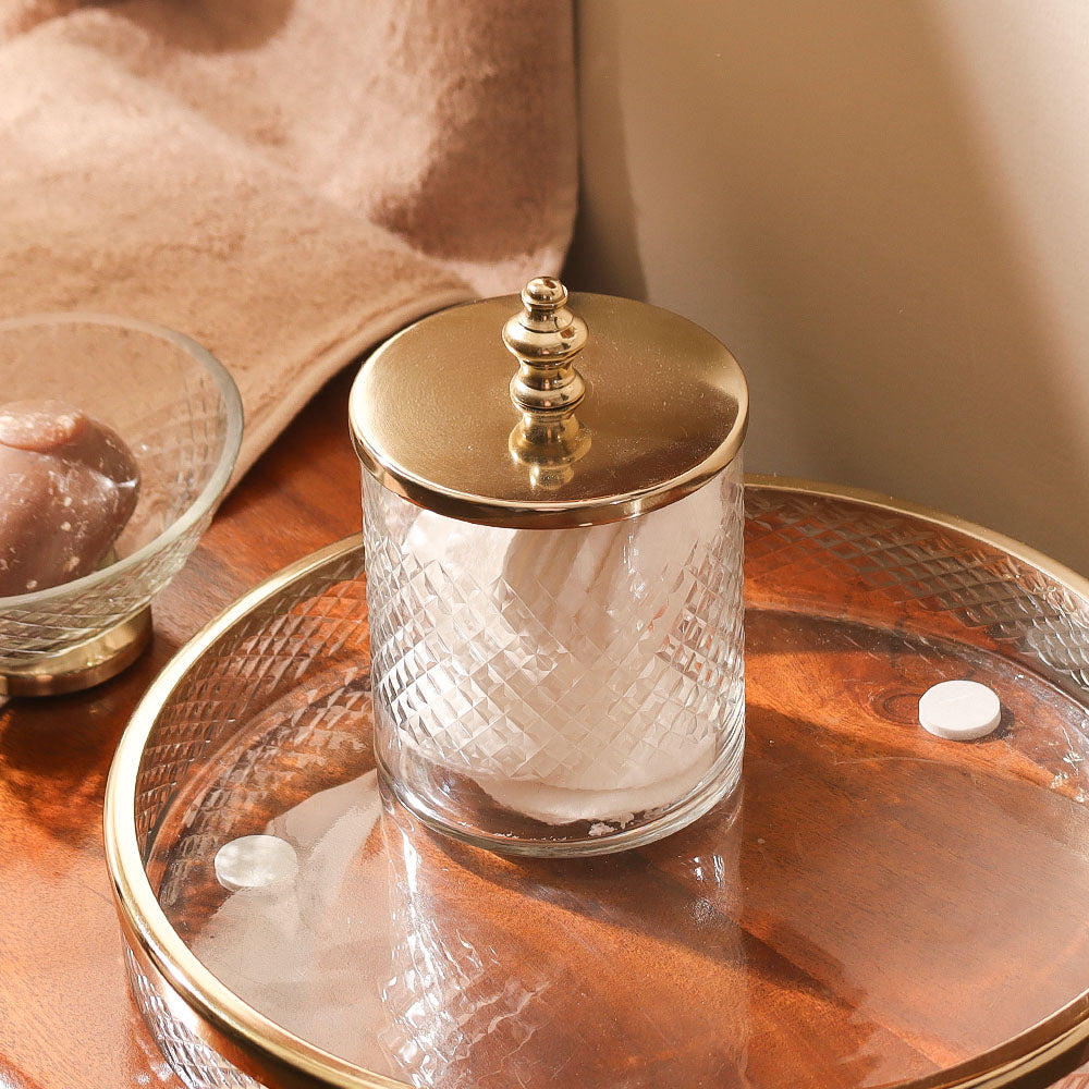 Olena Glass Storage Jar - Clear Gold