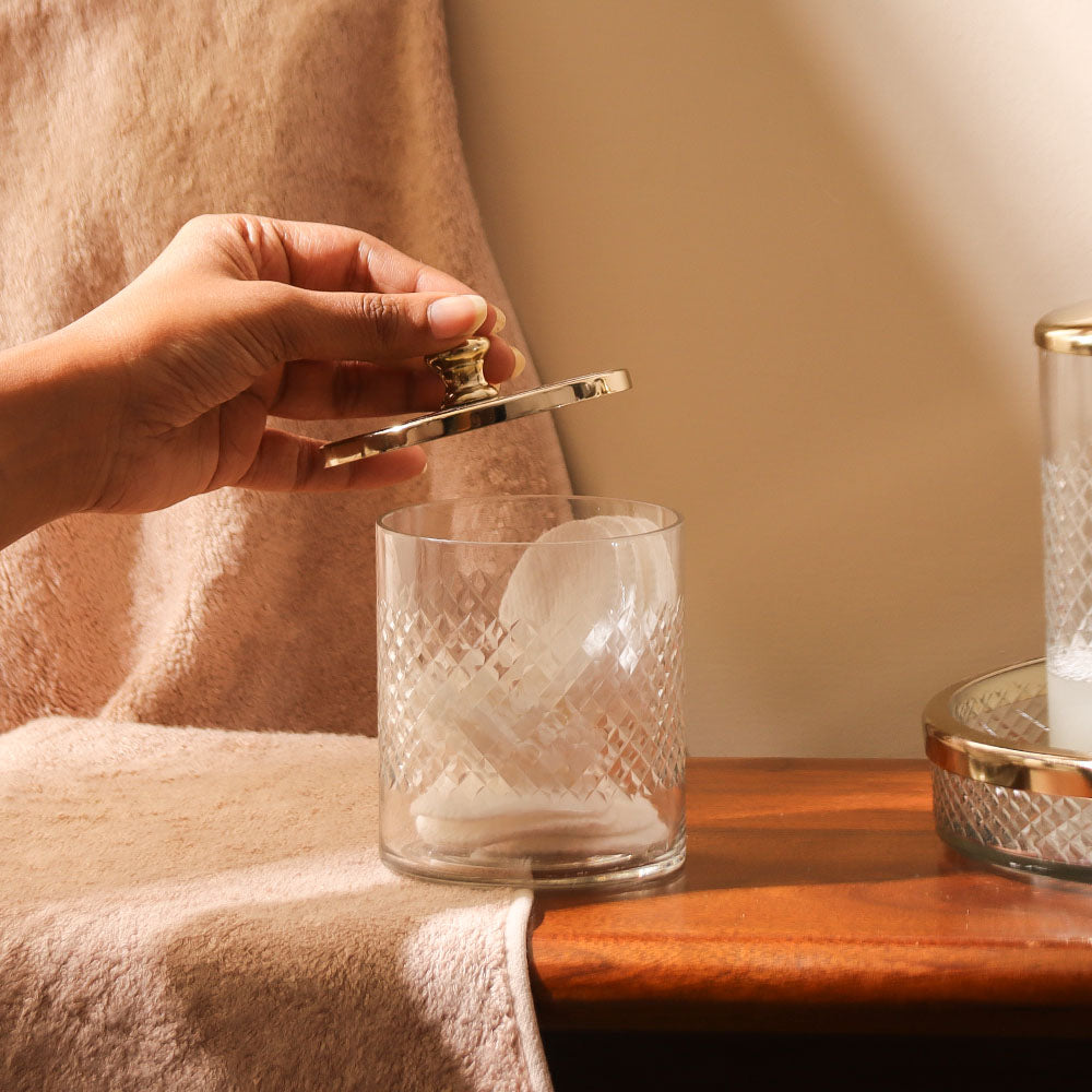 Olena Glass Storage Jar - Clear Gold