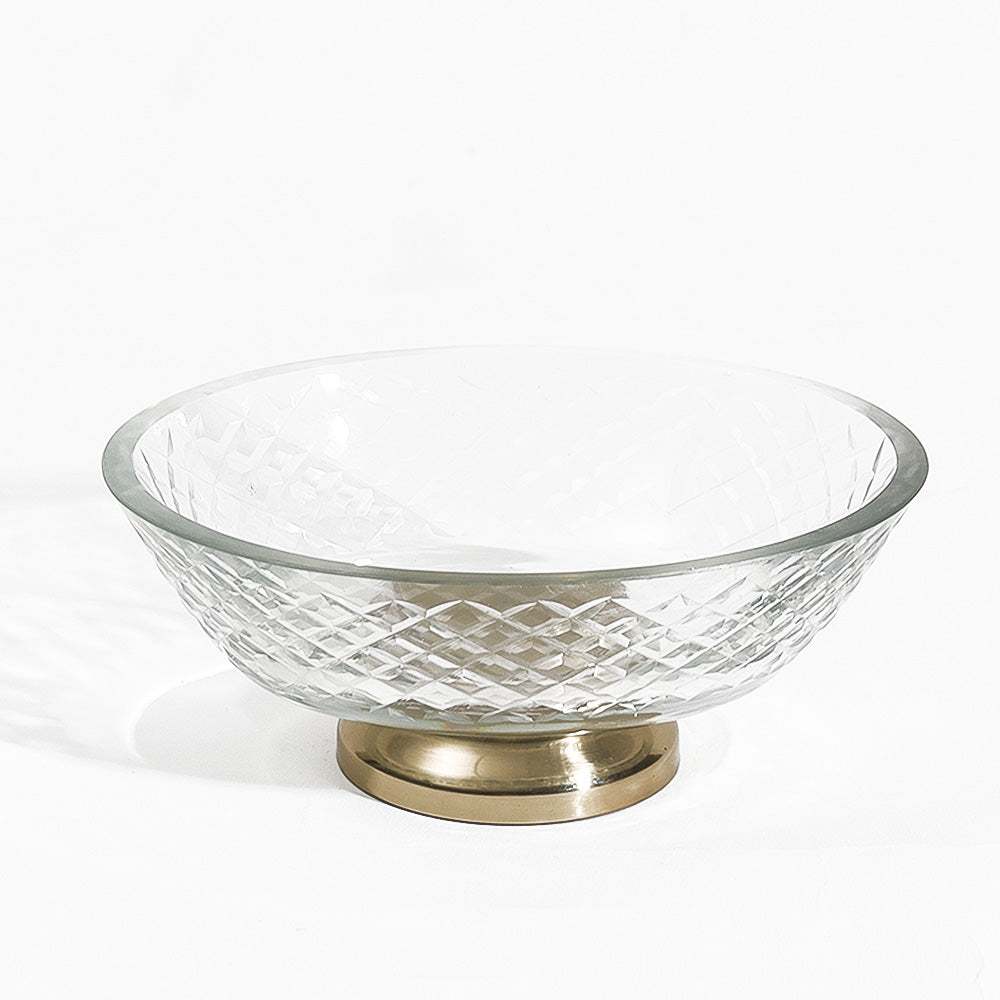 Olena Glass Soap Dish - Clear Gold