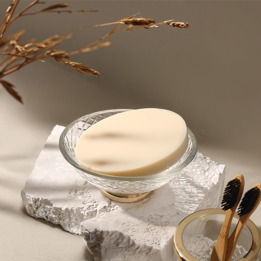 Olena Glass Soap Dish - Clear Gold