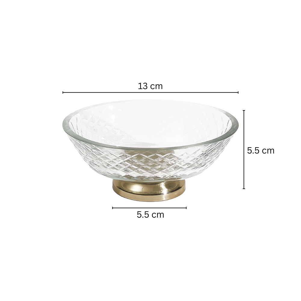 Olena Glass Soap Dish - Clear Gold