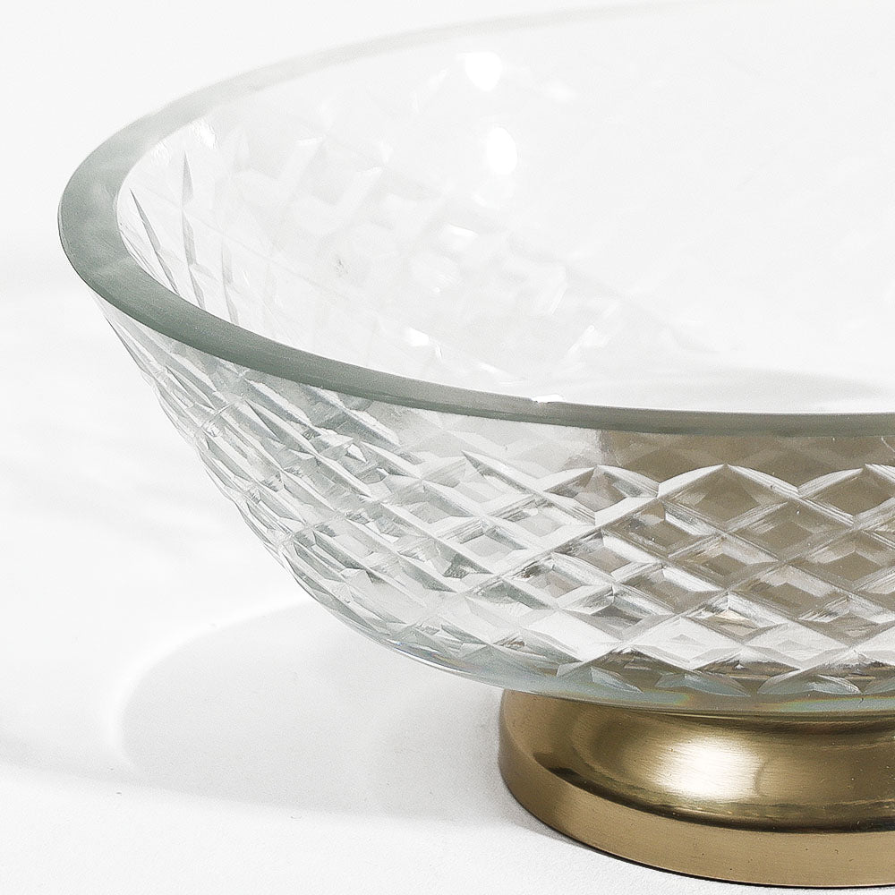 Olena Glass Soap Dish - Clear Gold