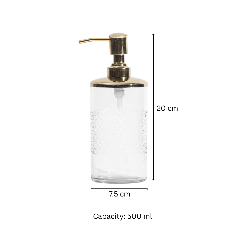 Olena Glass Soap Dispenser - Clear Gold
