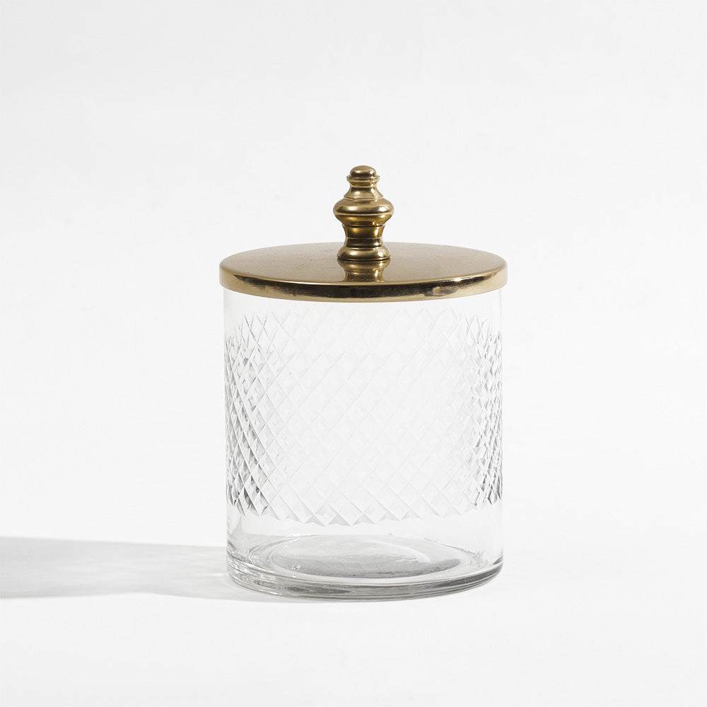 Olena Glass Storage Jar - Clear Gold